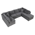 Canapé d'angle convertible en L avec rangement, 2 oreillers et port USB pour salon