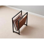  Freestanding Matte Metal Frame Leatharette Sling Magazine Holder