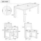 Ensemble de 7 pièces table et chaises de patio, ensemble de table à manger en bois pour 6 avec trou pour parasol, 2 fauteuils et 4 chaises sans accoudoirs