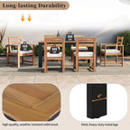 Ensemble de 7 pièces table et chaises de patio, ensemble de table à manger en bois pour 6 avec trou pour parasol, 2 fauteuils et 4 chaises sans accoudoirs