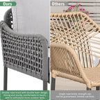 Ensemble de meubles 6 pièces en corde, ensemble de canapés modulaires en forme de L pour l'extérieur, table en bois avec bac à glaçons, chaise longue et banc en corde