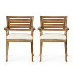 Ensemble de salle à manger d'extérieur 5 pièces en bois d'acacia avec table carrée et 4 chaises coussinées