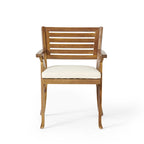 Ensemble de salle à manger d'extérieur 5 pièces en bois d'acacia avec table carrée et 4 chaises coussinées