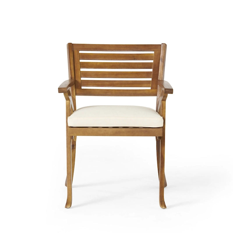 Ensemble de salle à manger d'extérieur 5 pièces en bois d'acacia avec table carrée et 4 chaises coussinées