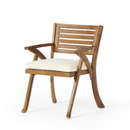 Ensemble de salle à manger d'extérieur 5 pièces en bois d'acacia avec table carrée et 4 chaises coussinées