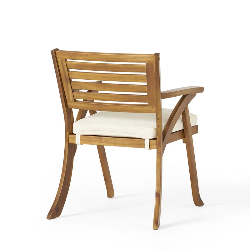 Ensemble de salle à manger d'extérieur 5 pièces en bois d'acacia avec table carrée et 4 chaises coussinées