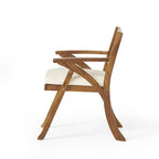 Ensemble de salle à manger d'extérieur 5 pièces en bois d'acacia avec table carrée et 4 chaises coussinées