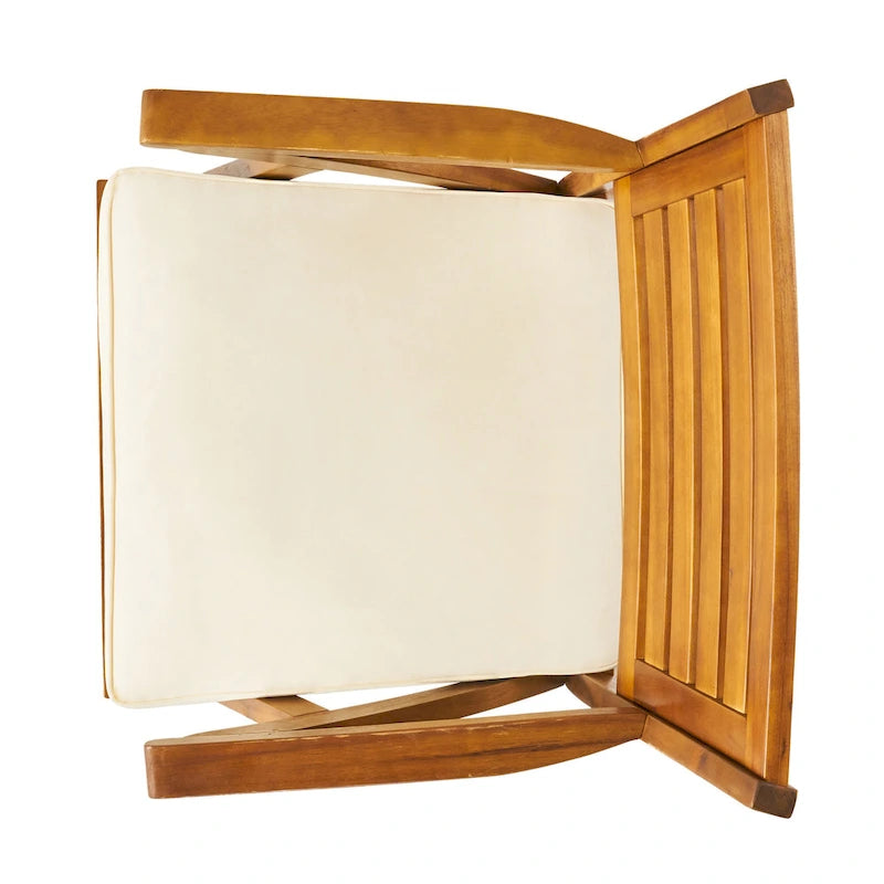 Ensemble de salle à manger d'extérieur 5 pièces en bois d'acacia avec table carrée et 4 chaises coussinées