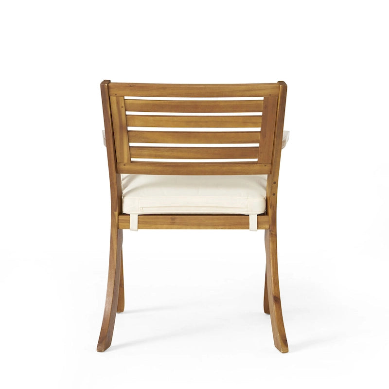 Ensemble de salle à manger d'extérieur 5 pièces en bois d'acacia avec table carrée et 4 chaises coussinées