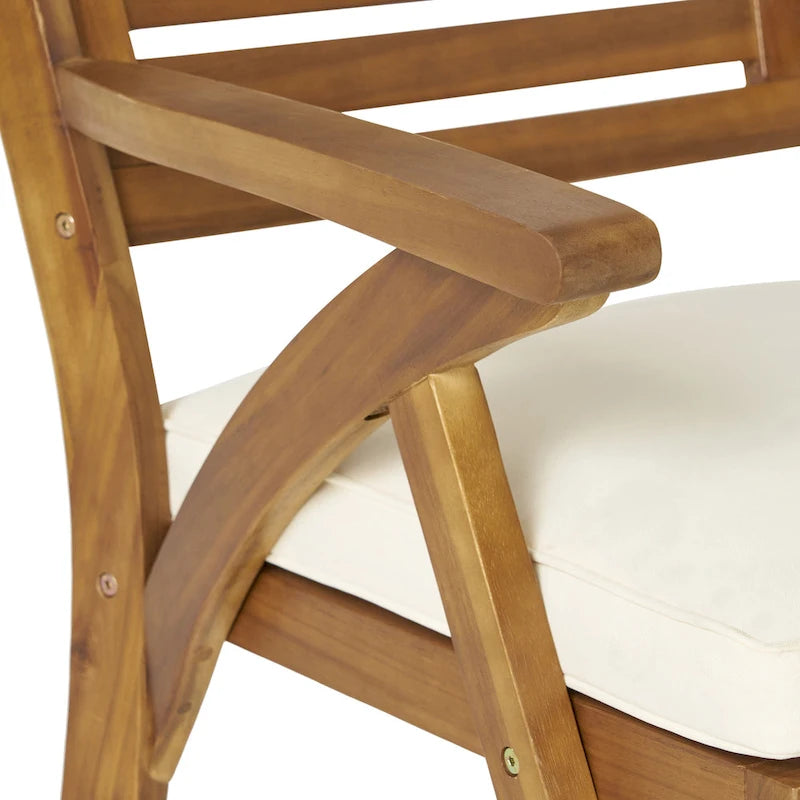 Ensemble de salle à manger d'extérieur 5 pièces en bois d'acacia avec table carrée et 4 chaises coussinées