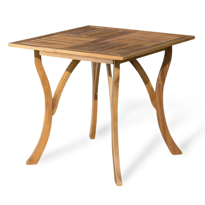 Ensemble de salle à manger d'extérieur 5 pièces en bois d'acacia avec table carrée et 4 chaises coussinées