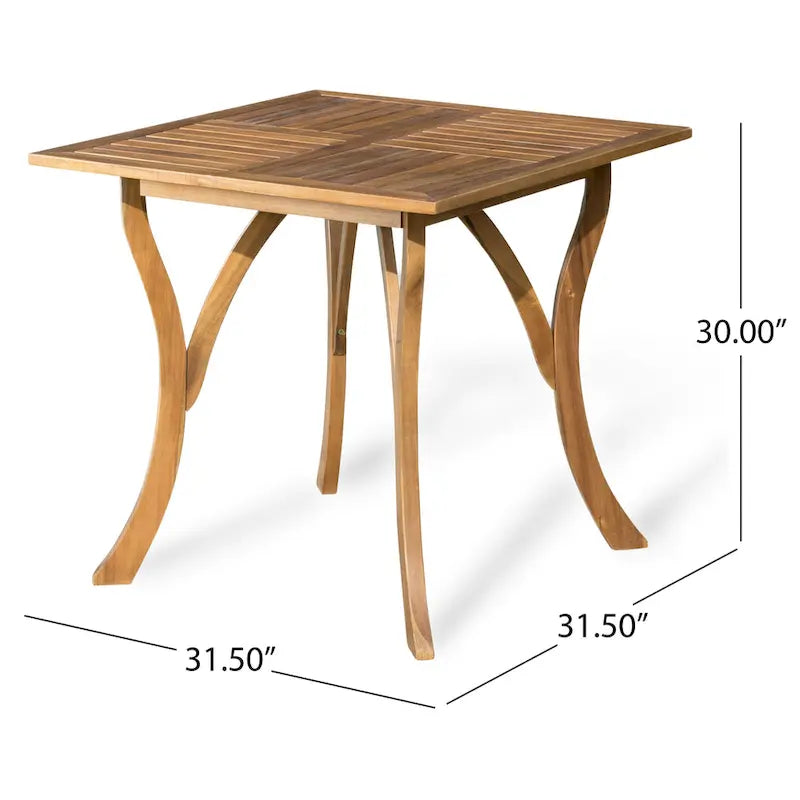 Ensemble de salle à manger d'extérieur 5 pièces en bois d'acacia avec table carrée et 4 chaises coussinées