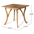 Ensemble de salle à manger d'extérieur 5 pièces en bois d'acacia avec table carrée et 4 chaises coussinées