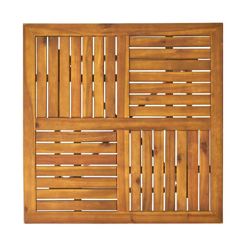 Ensemble de salle à manger d'extérieur 5 pièces en bois d'acacia avec table carrée et 4 chaises coussinées