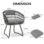 Ensemble de salle à manger d'extérieur 7 pièces – Table rectangulaire en aluminium avec trou pour parasol et chaises en rotin