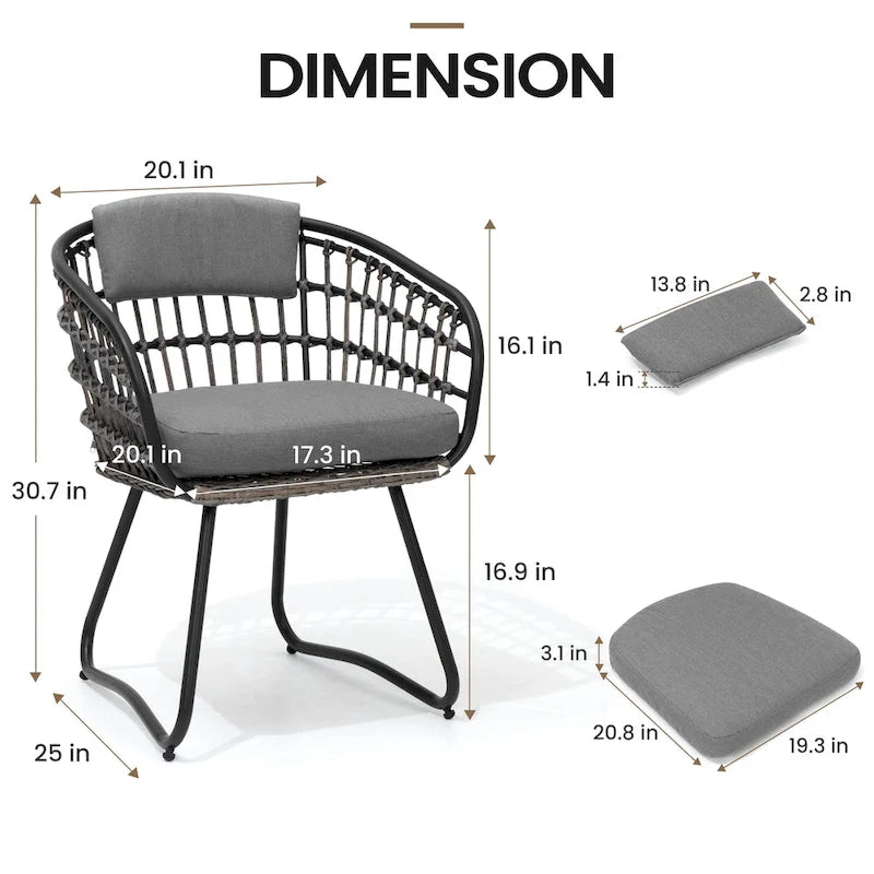 Ensemble de salle à manger d'extérieur 7 pièces – Table rectangulaire en aluminium avec trou pour parasol et chaises en rotin