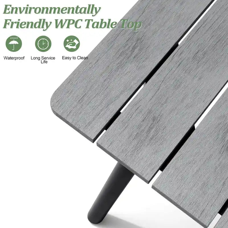 Ensemble de salle à manger d'extérieur 7 pièces – Table rectangulaire en aluminium avec trou pour parasol et chaises en rotin