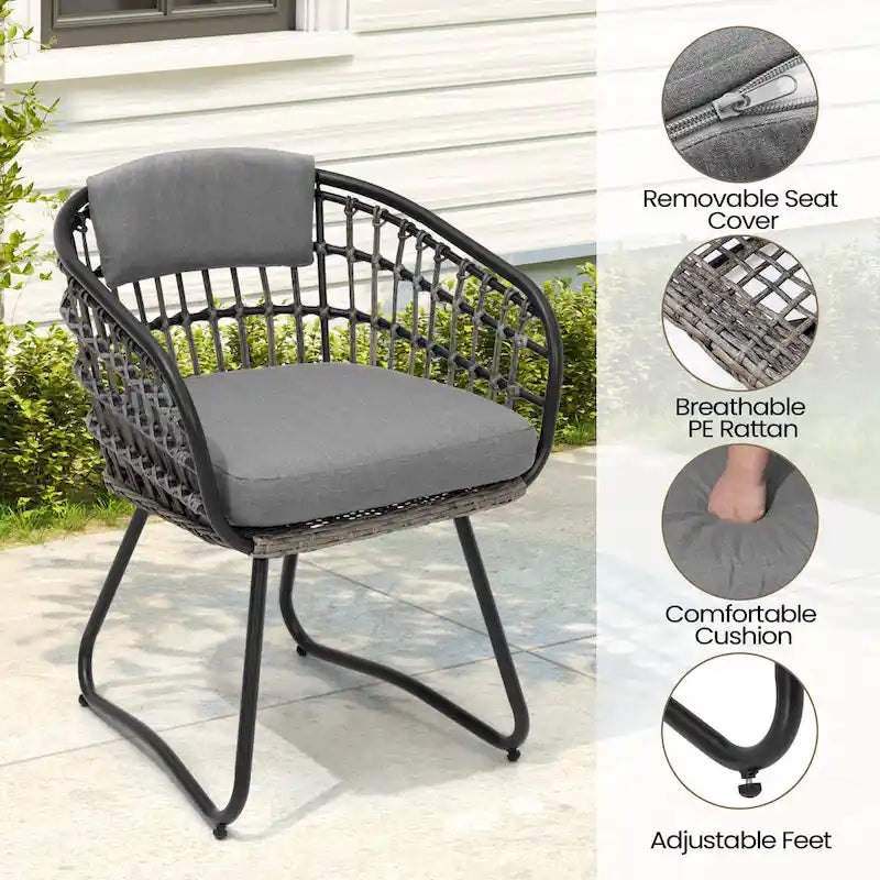 Ensemble de salle à manger d'extérieur 7 pièces – Table rectangulaire en aluminium avec trou pour parasol et chaises en rotin