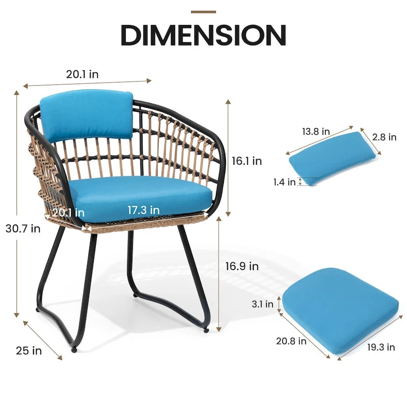 Ensemble de salle à manger d'extérieur 7 pièces – Table rectangulaire en aluminium avec trou pour parasol et chaises en rotin