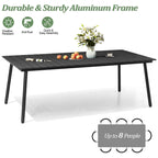 Ensemble de salle à manger d'extérieur 7 pièces – Table rectangulaire en aluminium avec trou pour parasol et chaises en rotin