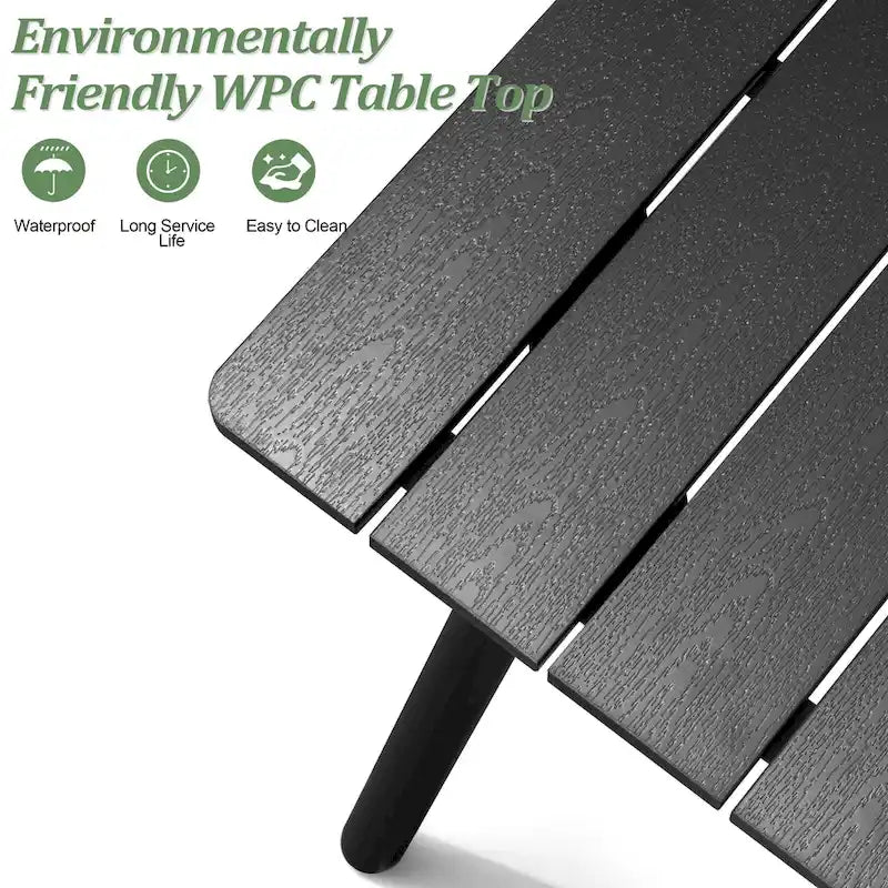 Ensemble de salle à manger d'extérieur 7 pièces – Table rectangulaire en aluminium avec trou pour parasol et chaises en rotin