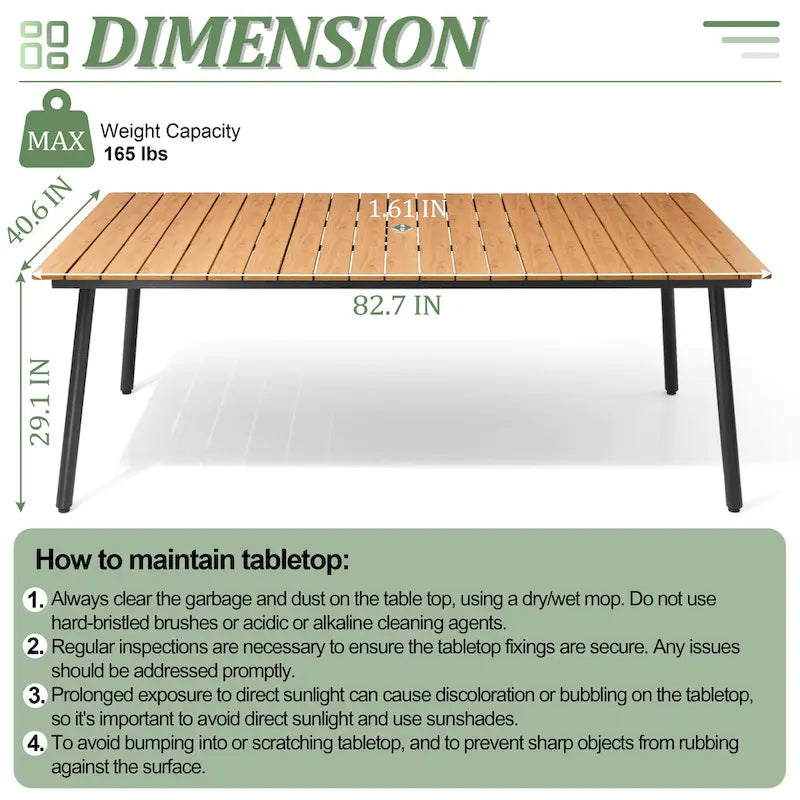 Ensemble de salle à manger d'extérieur 7 pièces – Table rectangulaire en aluminium avec trou pour parasol et chaises en rotin