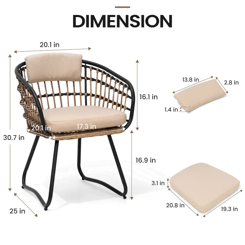 Ensemble de salle à manger d'extérieur 7 pièces – Table rectangulaire en aluminium avec trou pour parasol et chaises en rotin
