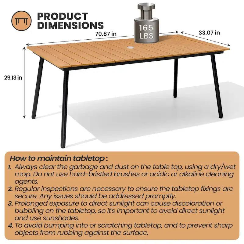 Ensemble de 7 pièces : Table à manger d'extérieur en aluminium et chaises de salle à manger en rotin synthétique