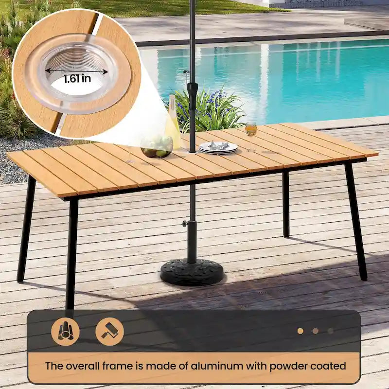 Ensemble de 7 pièces : Table à manger d'extérieur en aluminium et chaises de salle à manger en rotin synthétique