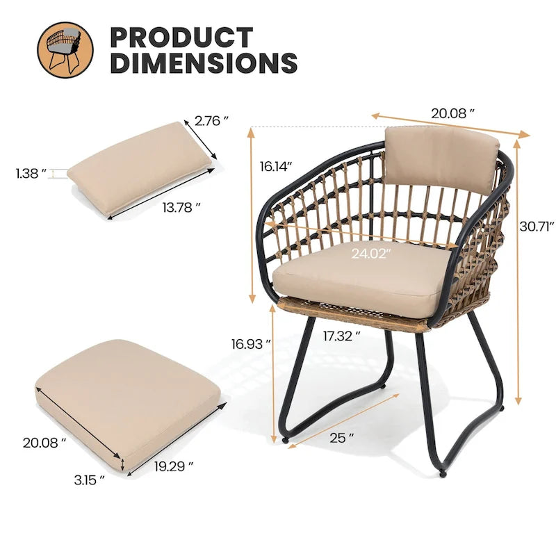 Ensemble de 7 pièces : Table à manger d'extérieur en aluminium et chaises de salle à manger en rotin synthétique