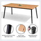 Ensemble de 7 pièces : Table à manger d'extérieur en aluminium et chaises de salle à manger en rotin synthétique