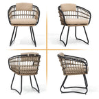 Ensemble de 7 pièces : Table à manger d'extérieur en aluminium et chaises de salle à manger en rotin synthétique