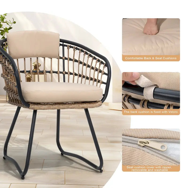 Ensemble de 7 pièces : Table à manger d'extérieur en aluminium et chaises de salle à manger en rotin synthétique