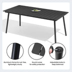 Ensemble de 7 pièces : Table à manger d'extérieur en aluminium et chaises de salle à manger en rotin synthétique