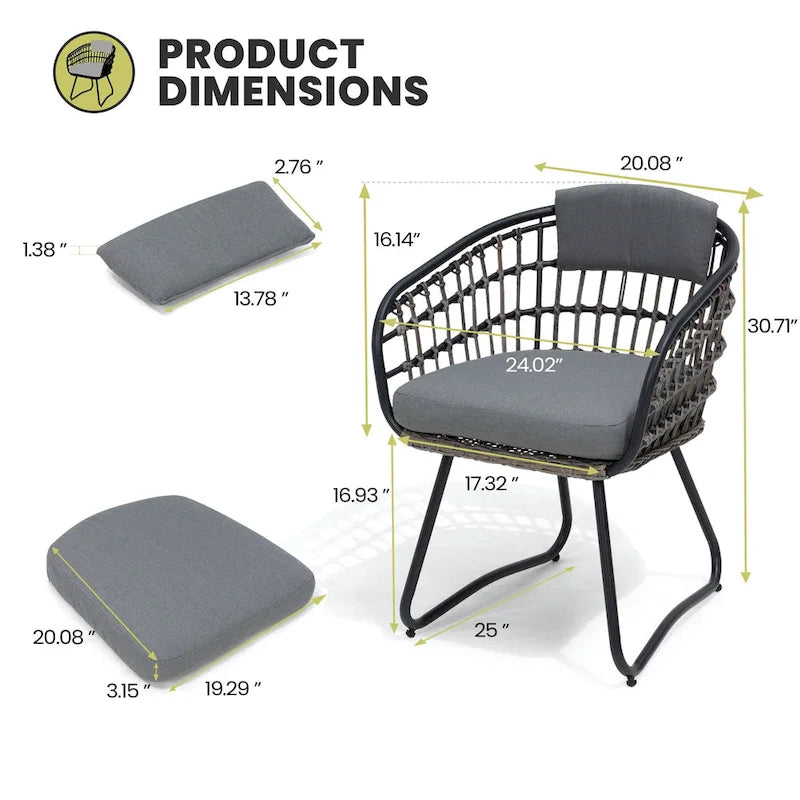 Ensemble de 7 pièces : Table à manger d'extérieur en aluminium et chaises de salle à manger en rotin synthétique