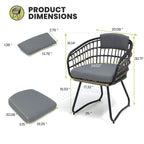 Ensemble de 7 pièces : Table à manger d'extérieur en aluminium et chaises de salle à manger en rotin synthétique