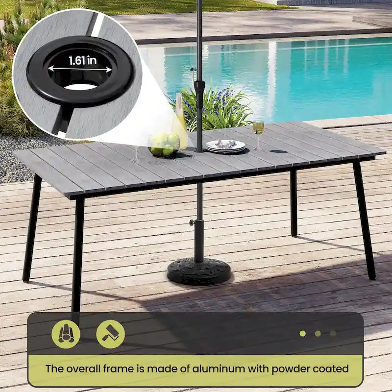 Ensemble de 7 pièces : Table à manger d'extérieur en aluminium et chaises de salle à manger en rotin synthétique