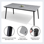 Ensemble de 7 pièces : Table à manger d'extérieur en aluminium et chaises de salle à manger en rotin synthétique