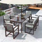 7-Pieces Patio Dining Set with Removable Cushions and 6 Chairs