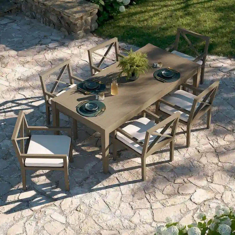 Ensemble de salle à manger d'extérieur en bois de teck 7 pièces Northlake