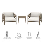 Ensemble de mobilier d'extérieur 3 pièces en teck Northlake avec fauteuil et table d'appoint