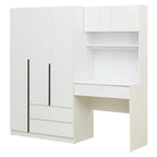 Armoire-penderie 3-en-1 avec coiffeuse, ensemble de bureau, armoire de chambre avec 2 tiroirs, armoire-penderie à 3 portes avec espace de rangement