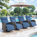 Pocassy 4 chaises longues d'extérieur polyvalentes avec coussin bleu