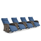 Pocassy 4 chaises longues d'extérieur polyvalentes avec coussin bleu