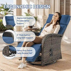 Pocassy 4 chaises longues d'extérieur polyvalentes avec coussin bleu
