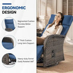 Pocassy 4 chaises longues d'extérieur polyvalentes avec coussin bleu