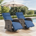 Pocassy 2 chaises longues de jardin polyvalentes avec coussin bleu