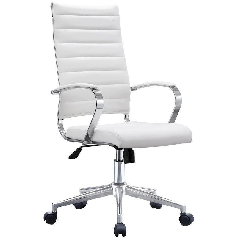 Chaise de bureau moderne haute avec dossier haut, en similicuir PU, pivotante, inclinable, réglable, avec coussin, modèle de designer, pour dirigeant