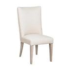 Lot de 2 chaises de salle à manger Fume, dossier courbé, bois d'orme, tissu blanc