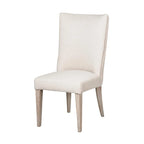 Lot de 2 chaises de salle à manger Fume, dossier courbé, bois d'orme, tissu blanc